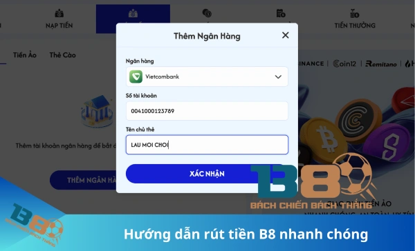 Rút tiền B8 qua Paycode
